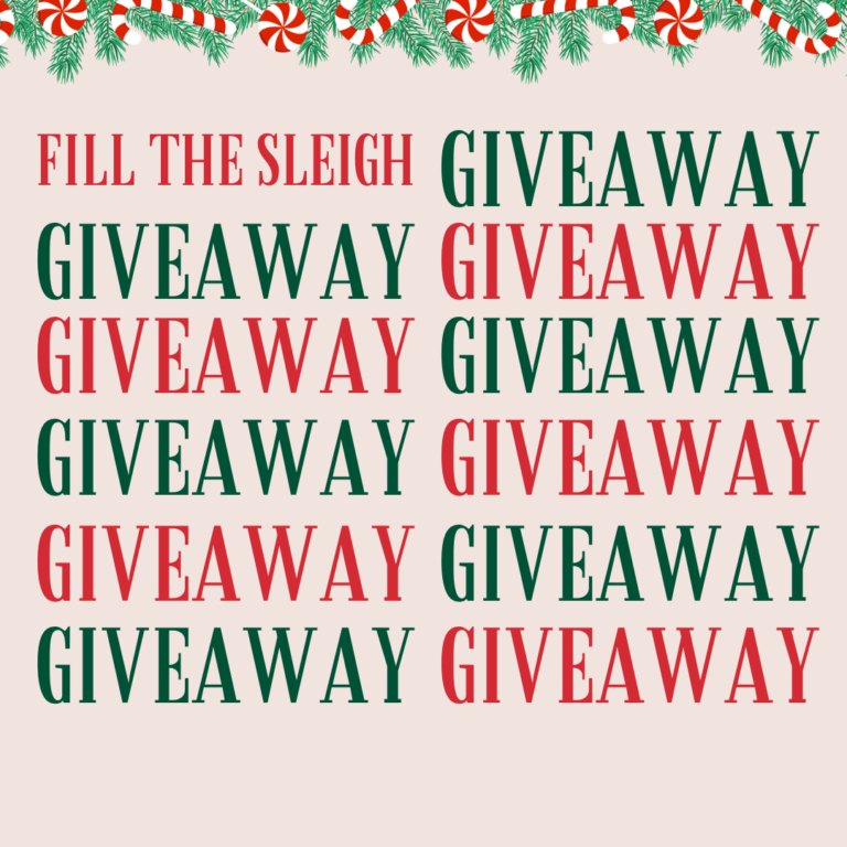 A pink background with candy canes and the words " fill the sleigh giveaway ".